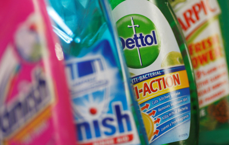 Products produced by Reckitt Benckiser; Vanish, Finish, Dettol and Harpic are seen in London