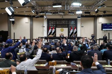 Iraqi lawmakers attend a session of the Iraqi parliament in Baghdad