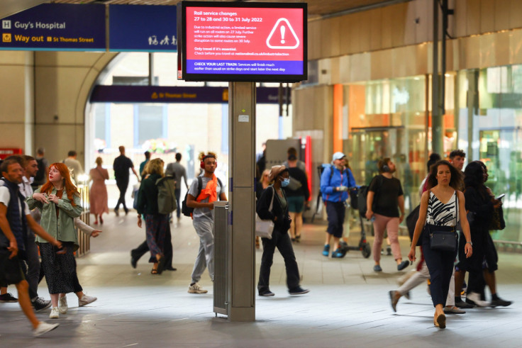 British rail workers strike over pay dispute, in London