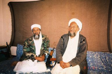 Osama bin Laden with advisor Ayman al-Zawahiri during interview