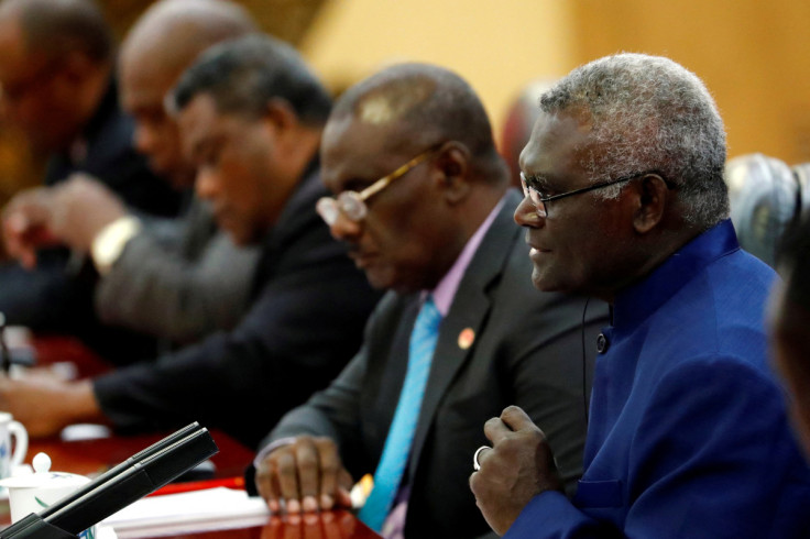 Solomon Islands Prime Minister Manasseh Sogavare attends a meeting with Chinese Premier Li Keqiang at the Great Hall of the People in Beijing