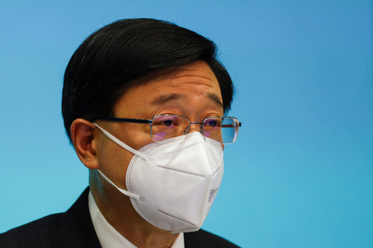 Chief Executive of Hong Kong John Lee speaks during a news conference over the shortened COVID-19 quarantine period, in Hong Kong