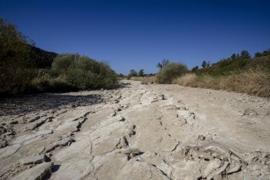 Drought affected Doubs river in Arcon