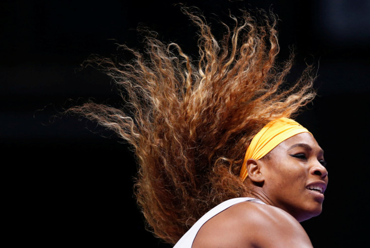 Williams of the U.S. hits a return to Kerber of Germany during their WTA tennis championships match at Sinan Erdem Dome in Istanbul