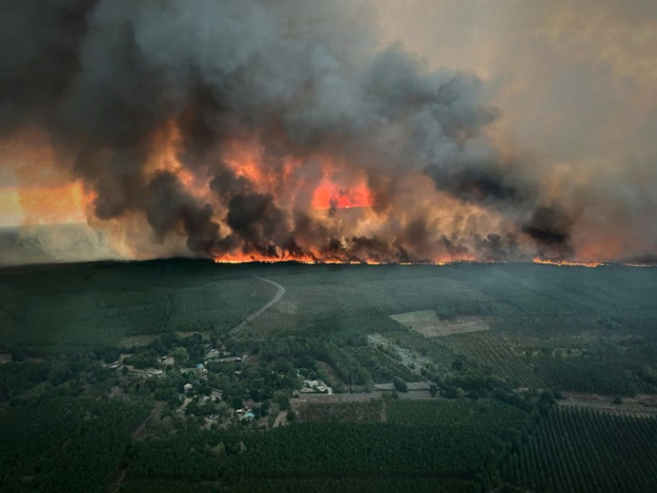 Officals have warned the fire is spreading toward the A63 motorway, a major artery linking Bordeaux to Spain