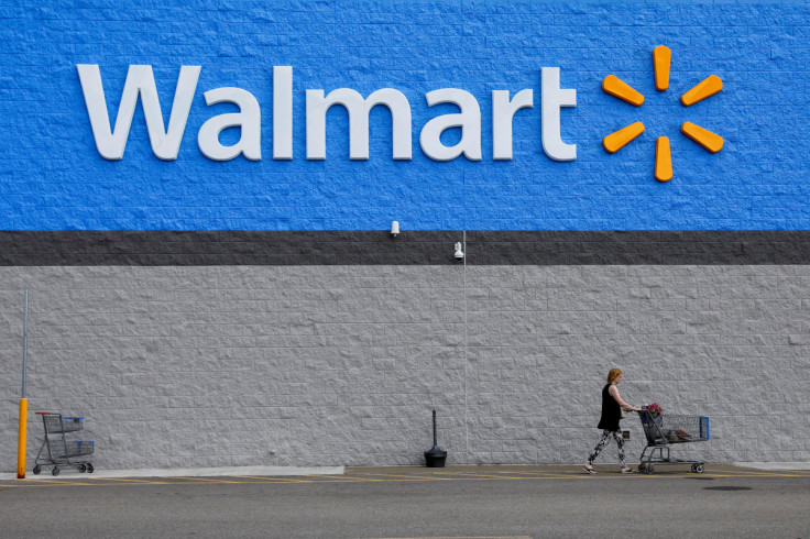 A shopper leaves a Walmart store in Bradford