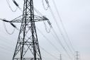 Electricity pylons are seen in Wellingborough