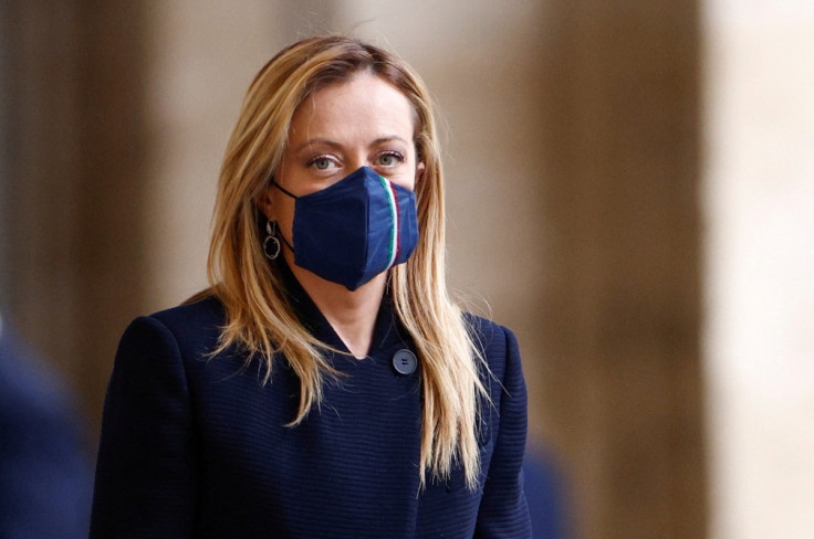 Brothers of Italy party leader Giorgia Meloni arrives for a meeting at the Quirinale Palace in Rome