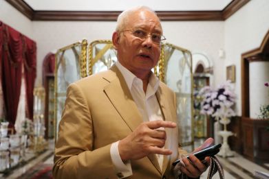 Malaysia's former Prime Minister Najib Razak speaks during an interview with Reuters in Kuala Lumpur