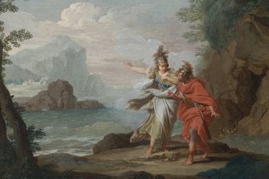 The Goddess Athena appearing to Odysseus to reveal the Island of Ithaca by Giuseppe Bottani.