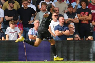 West Ham midfielder Pablo Fornals celebrates after scoring at Aston Villa