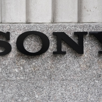 The Sony logo is seen on a building in the Manhattan borough of New York City