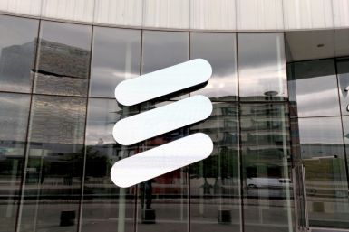 The Ericsson logo is seen at the Ericsson's headquarters in Stockholm