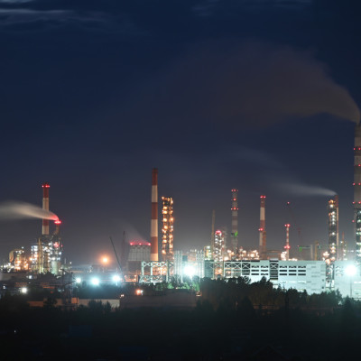 A view shows a local oil refinery in Omsk