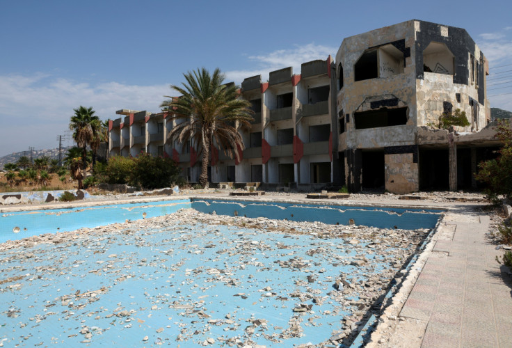 A view shows an abandoned resort at the sea-side town of Qalamoun