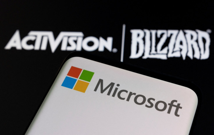 Illustration of Microsoft and Activision Blizzard logos