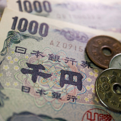 Illustration picture of Japanese yen coins and banknotes