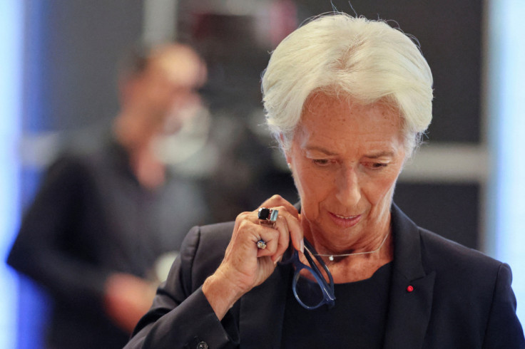 President of ECB Christine Lagarde addresses a news conference in Frankfurt