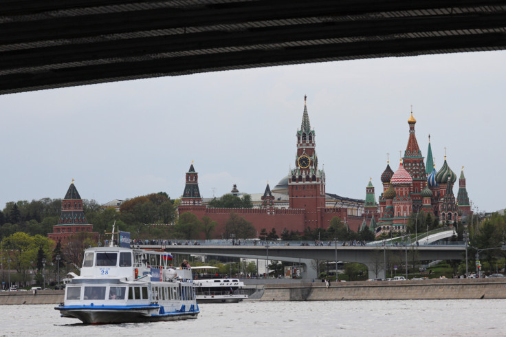 A panoramic view of the Kremlin, St. Basil's Cathedral and Zaryadye Park in Moscow