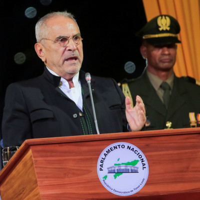 Nobel laureate Jose Ramos Horta, the new-elected President of East Timor, delivers his speech after taking his oath during the swearing ceremony in Dili