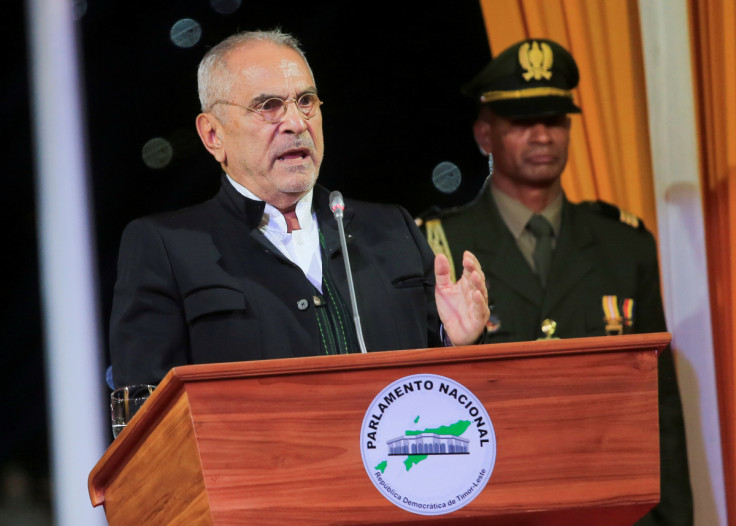 Nobel laureate Jose Ramos Horta, the new-elected President of East Timor, delivers his speech after taking his oath during the swearing ceremony in Dili