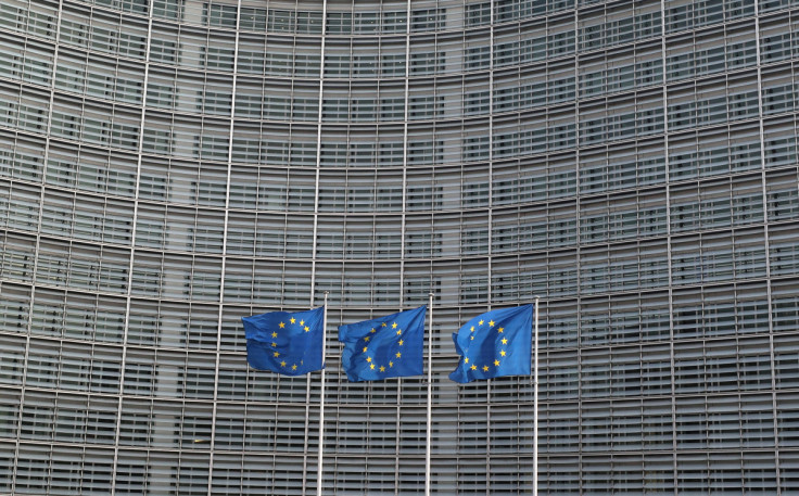 European Union flags fly outside the European Commission headquarters in Brussels