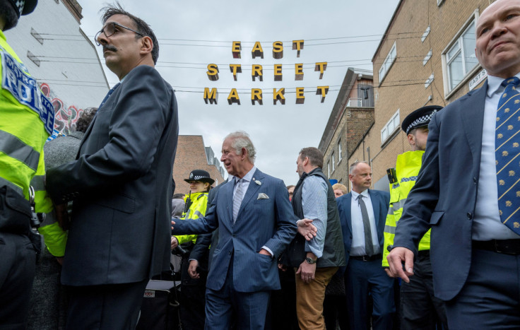 Britain's Prince Charles visits Walworth to meet young people helped by the Prince's Trust Kickstart job scheme, in London