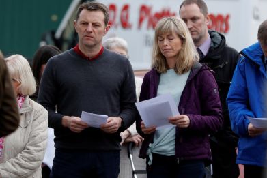 Kate and Gerry McCann attend a service to mark the 11th anniversary of the disappearance of their daughter Madeleine from a holiday flat in Portugal, near her home in Rothley