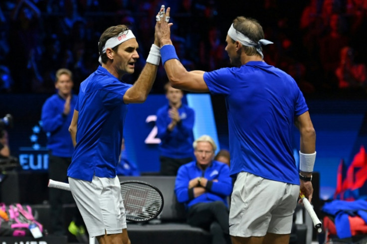 イギリス Roger Federer and Rafael Nadal