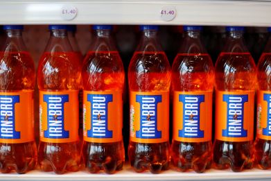 Irn Bru is seen on the shelves of Scotch Corner in Pitlochry, Scotland