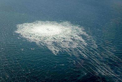 Gas from the undersea gas pipeline leaks is bubbling to the surface of the Baltic Sea close to Denmark and Sweden