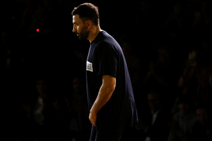 Burberry designer Riccardo Tisci appears following the Burberry catwalk show at London Fashion Week in London