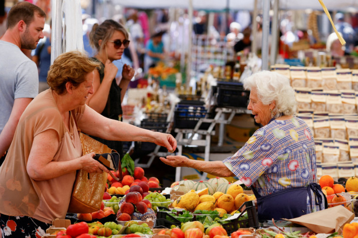 A woman shops at Campo de' Fiori market in Rome