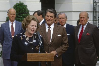  Reagan and Thatcher at the White House in 1983.
