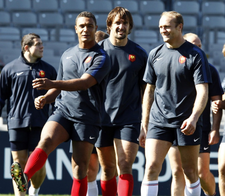 France captain Thierry Dusautoir, Julien Pierre and Julien Bonnaire take part in their Captain's run in Auckland