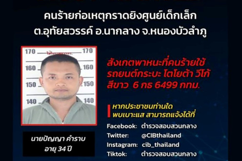 This handout from the Facebook page of Thailand's Central Investigation Bureau shows a picture of former policeman Panya Khamrab, who is believed to have killed at least 30 people in a nursery