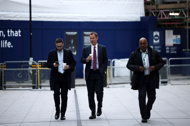 British Chancellor of the Exchequer Jeremy Hunt arrives at the BBC, in London