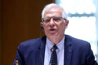 European High Representative of the Union for Foreign Affairs Josep Borrell speaks during a meeting via video conference with EU foreign ministers