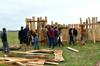Protesters install fences and barricades in Sainte-Soline, western France