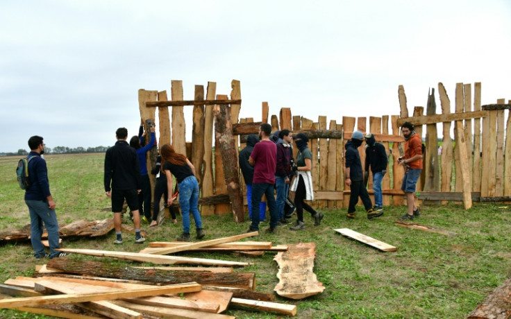 Protesters install fences and barricades in Sainte-Soline, western France