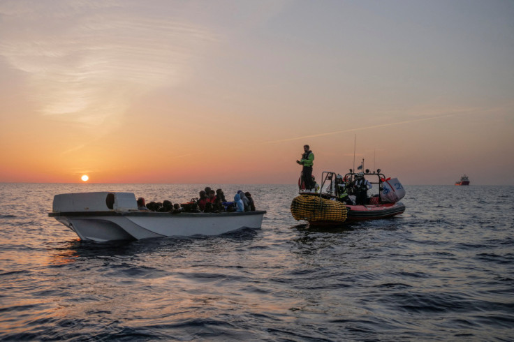 Crew members of NGO rescue ship 'Ocean Viking' rescue migrants in the Mediterranean Sea