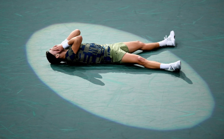 Holger Rune celebrates winning his first Masters title after taking down Novak Djokovic in the final in Paris