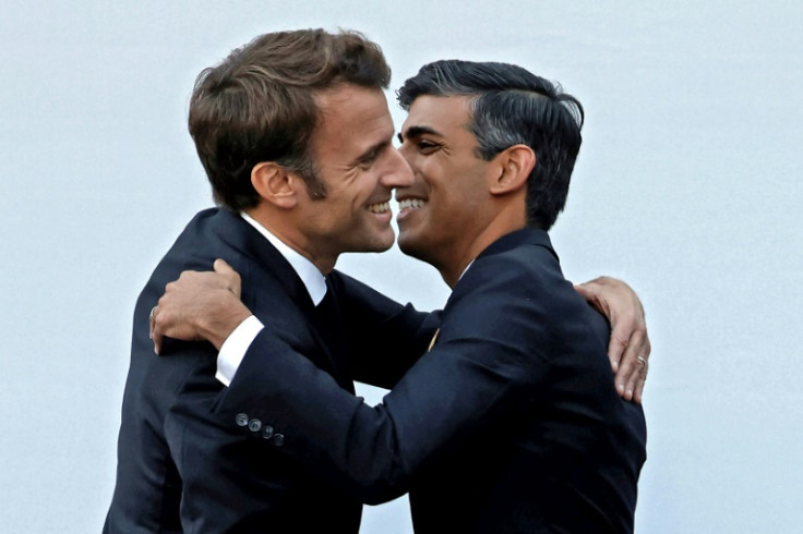 Macron and Sunak were all smiles as they met for the firt time as leaders on Monday