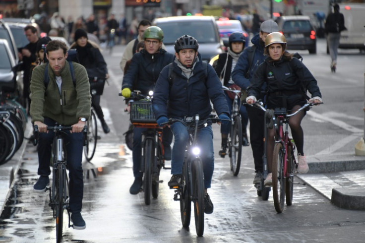 Cyclists packed the city's growing network of bike lanes