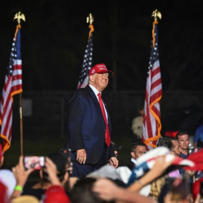 Former US President Donald Trump campaigns in Miami, Florida, during the 2022 midterm elections.