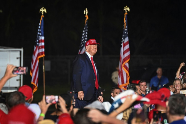 Former US President Donald Trump campaigns in Miami, Florida, during the 2022 midterm elections.