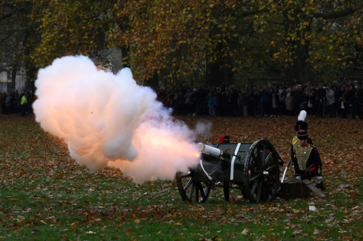 Ceremonial gun salutes were fired across London to mark the occasion