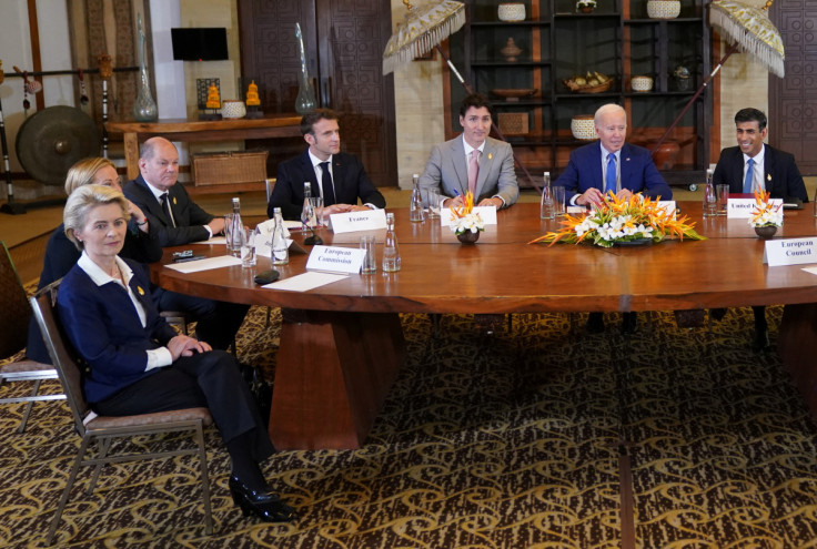 Global leaders attend a meeting, after an alleged Russian missile blast in Poland, in Bali