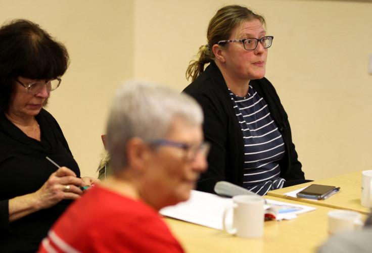 Wendy Pollard talks in the Valley Community centre in Burnley, England