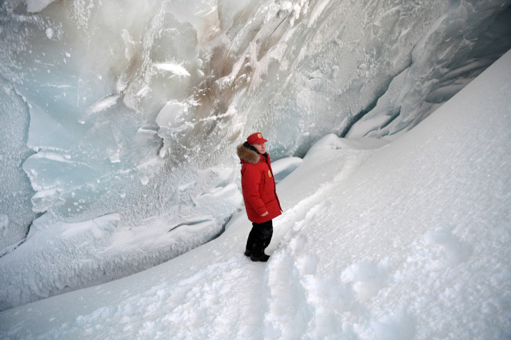 Russian President Putin visits cave of Arctic Pilots Glacier in Alexandra Land in remote Arctic islands of Franz Josef Land